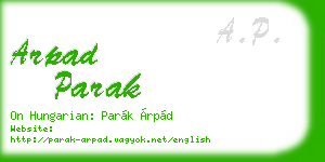 arpad parak business card
